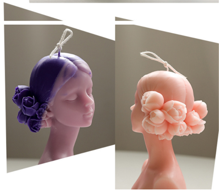 3D body candle mold silicone is used for candle making, beautiful girl with eyes closed is used for resin casting, candle making mold, fragrance candle mold