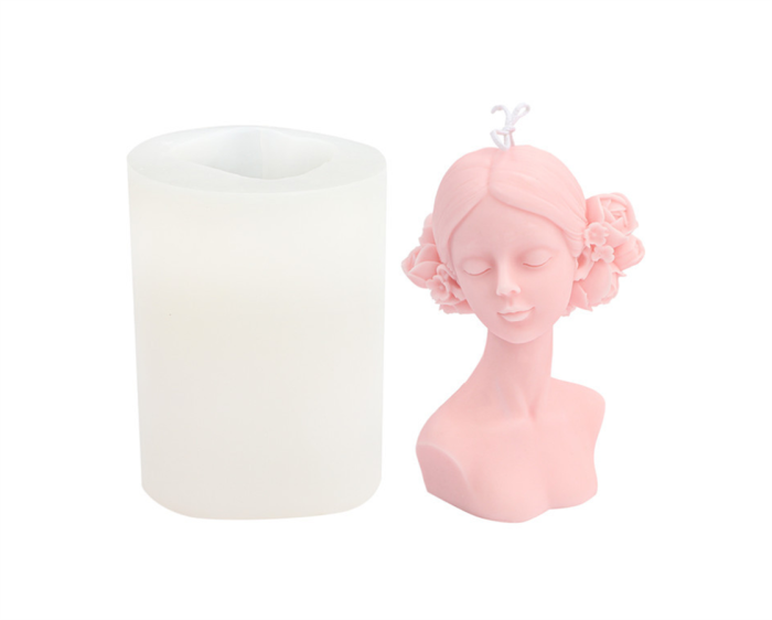 3D body candle mold silicone is used for candle making, beautiful girl with eyes closed is used for resin casting, candle making mold, fragrance candle mold