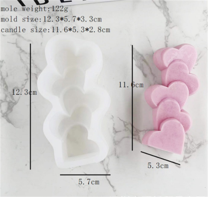 Stacked Love Candle Mold,3D Handmade Soap Aromatherapy Silicone Molds Candy Chocolate ?Cake Moulds DIY Crafts Clay Home Decoration