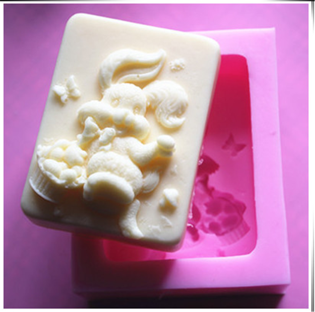 Easter Silicone Mold Bunny Egg Cake Chocolate Mold Handmade Soap Ice Tray Fondant Cake Rabbit Shape Cake Baking Mold Non-Stick Silicone Mold for Cute Cookie Baking Mould DIY Tool
