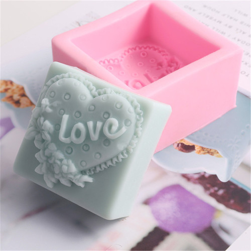 3D Square Soap Moulds Love Heart Design Silicone Mold DIY Silicone Mold for Soap Making