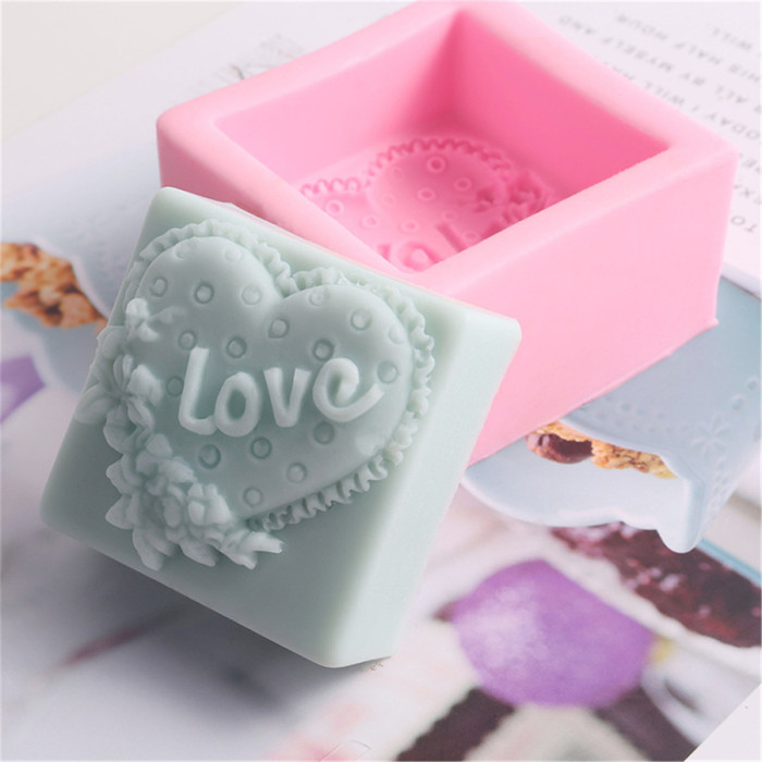 3D Square Soap Moulds Love Heart Design Silicone Mold DIY Silicone Mold for Soap Making