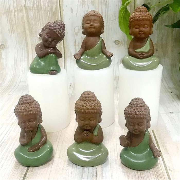 3D Buddha Silicone Candle Mold Fondant Mold Candle Mould for Craft Casting for Handmade Soap, Chocolate, Muffins, Ice（Random color）