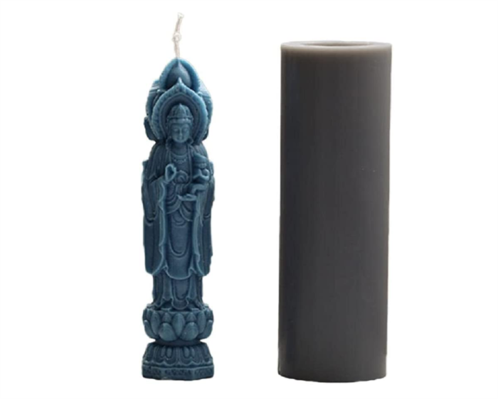 3D Buddha Statue Silicone Mold for Candle Making Handmade Soap Molds Polymer Clay Maker Mould DIY Craft epoxy Resin molds Unique(Random color）