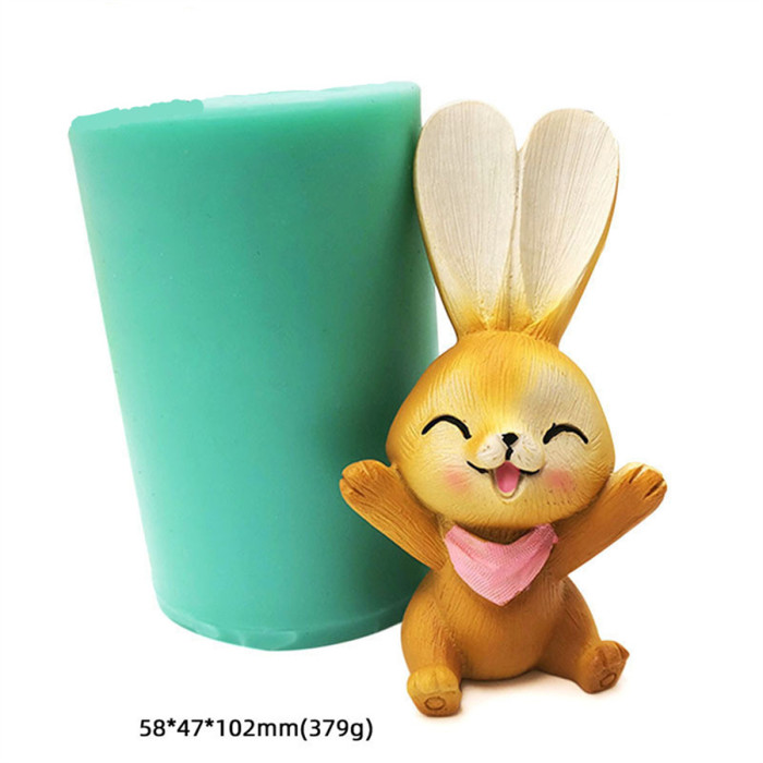 3D rabbit silicone mold Cake Decoration Easter ice sculpture gypsum mold resin decoration mold(Random color)