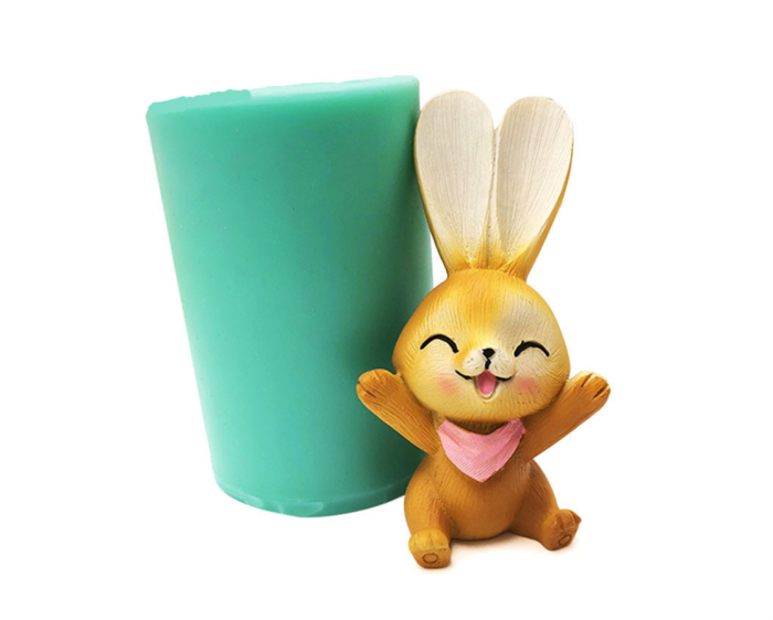 3D rabbit silicone mold Cake Decoration Easter ice sculpture gypsum mold resin decoration mold(Random color)
