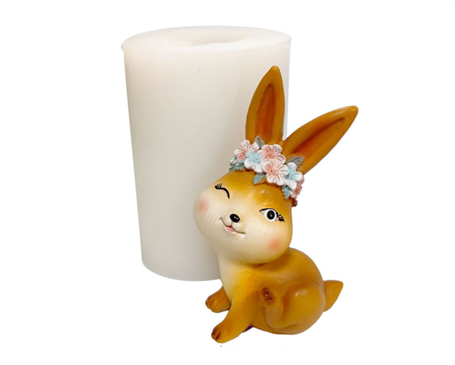 3D cartoon rabbit decoration silicone mold creative crystal glue dropping model resin gypsum Candle Mold