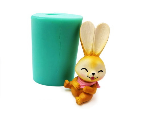 3D rabbit silicone mold Cake Decoration Easter ice sculpture gypsum mold resin decoration mold(Random color)