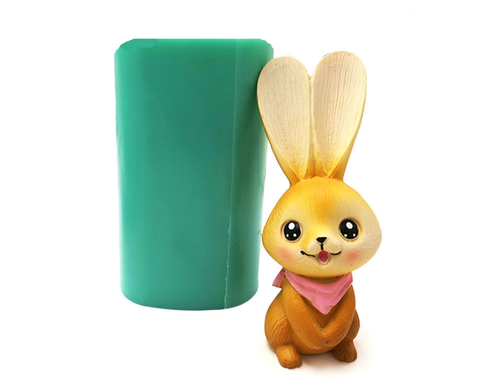 3D rabbit silicone mold Cake Decoration Easter ice sculpture gypsum mold resin decoration mold(Random color)