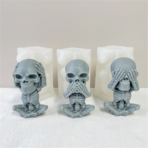 3D Skull Candle Soap Mold, Candle Molds for Candle Making, Skull Resin Molds Silicone, DIY Skeleton Casting Mold for Aromatherapy Candle, Chocolate, Soap, Candy