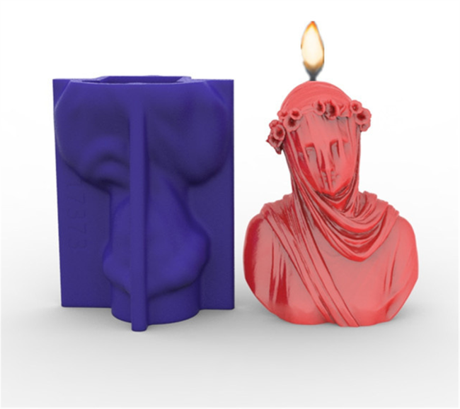 Bust Sculpture Candle Crystal Epoxy Mold Veiled Lady Art Decor Resin Silicone Mould DIY Crafts Mold Resin molds Silicone（Random color）