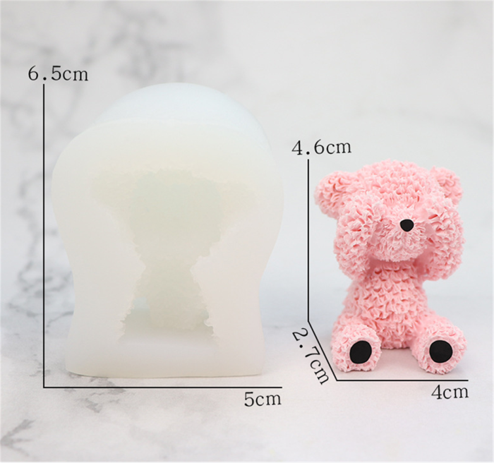 Teddy Bear Fondant Mould - Silicone Animal Mold - Soap Candle Mold for Coffee, Milk, Tea, Candy Gummy Fondant, Cake Baking, Cupcake Topper Decoration(Random color)