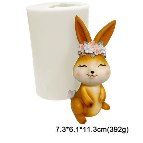3D cartoon rabbit decoration silicone mold creative crystal glue dropping model resin gypsum Candle Mold
