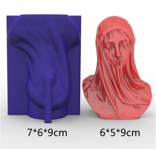 Bust Sculpture Candle Crystal Epoxy Mold Veiled Lady Art Decor Resin Silicone Mould DIY Crafts Mold Resin molds Silicone（Random color）