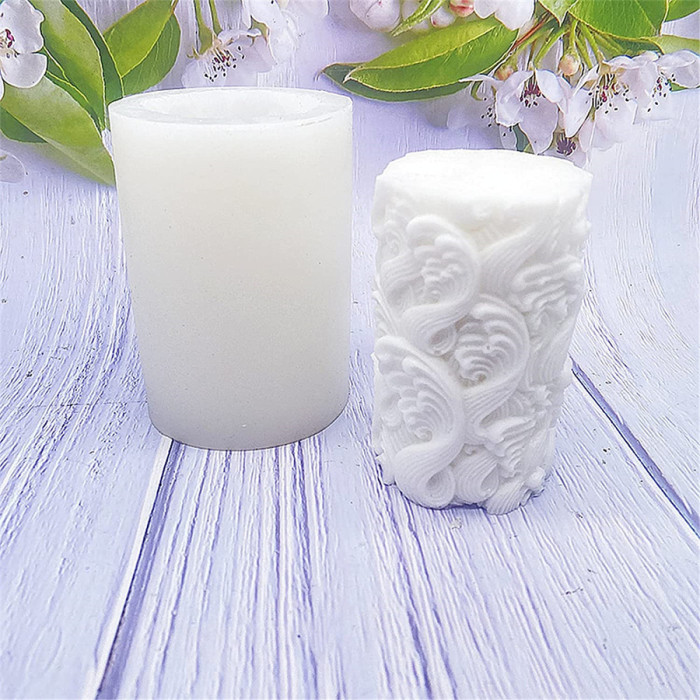 Wave Cylindrical Candle Silicone Mold, Pillar Candle Mold Epoxy Resin Casting Silicone Mould for Making Candle Soap Plaster Clay Mold