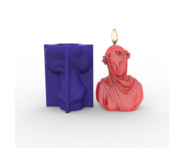 Bust Sculpture Candle Crystal Epoxy Mold Veiled Lady Art Decor Resin Silicone Mould DIY Crafts Mold Resin molds Silicone（Random color）