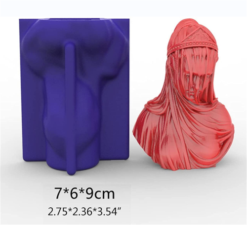 Bust Sculpture Candle Crystal Epoxy Mold Veiled Lady Art Decor Resin Silicone Mould DIY Crafts Mold Resin molds Silicone（Random color）