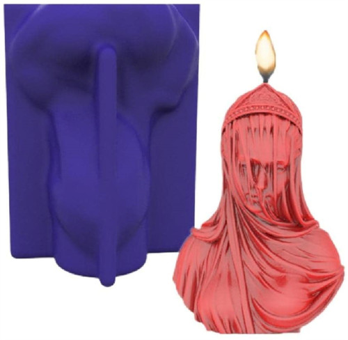 Bust Sculpture Candle Crystal Epoxy Mold Veiled Lady Art Decor Resin Silicone Mould DIY Crafts Mold Resin molds Silicone（Random color）