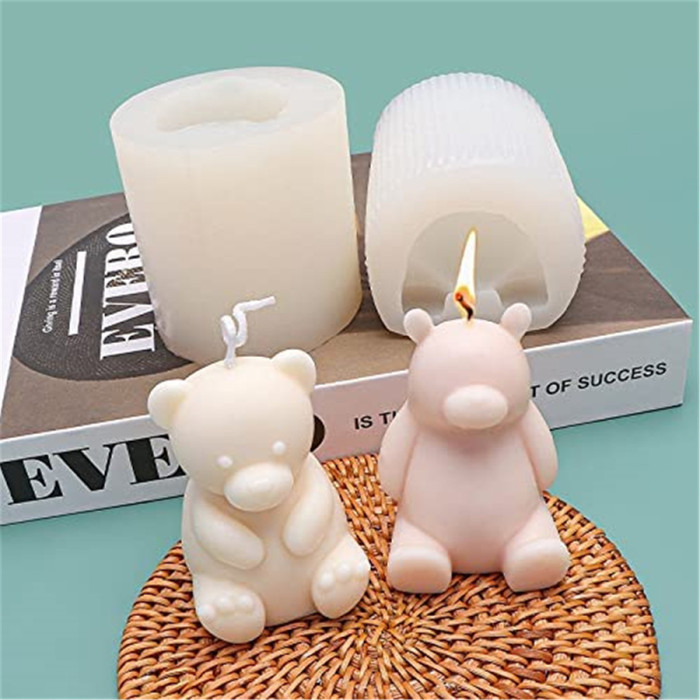 Cute Polar Bear Scented Candle Mold 2 Pack Bear Mold Silicone Mold for Candles Home Decoration Silicone Mold for Resin Bear Resin Mold Cartoon Mold