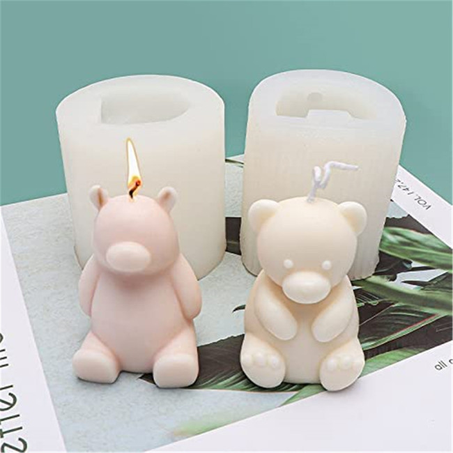 Cute Polar Bear Scented Candle Mold 2 Pack Bear Mold Silicone Mold for Candles Home Decoration Silicone Mold for Resin Bear Resin Mold Cartoon Mold