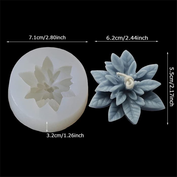 3D Christmas Flower Candle Mold Silicone Moulds Soap Making Supplies Fondant Chocolate Candy Cake Decorating Xmas Party Supplies Christmas Atmosphere Gifts