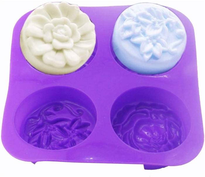 Silicone Moulds, Traditional Flowers Craft Art Silicone Soap Moulds, 1pcs 4 Cavities Craft Moulds, DIY Handmade Soap Moulds for Gifts