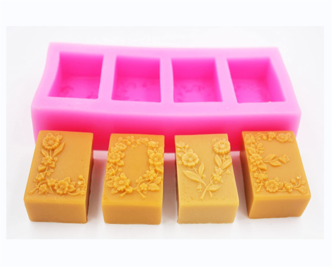 4 Cavity Love Flowers Mould  Art Silicone Soap Craft DIY Handmade Candle Molds