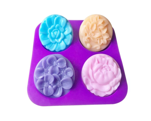 Silicone Moulds, Traditional Flowers Craft Art Silicone Soap Moulds, 1pcs 4 Cavities Craft Moulds, DIY Handmade Soap Moulds for Gifts