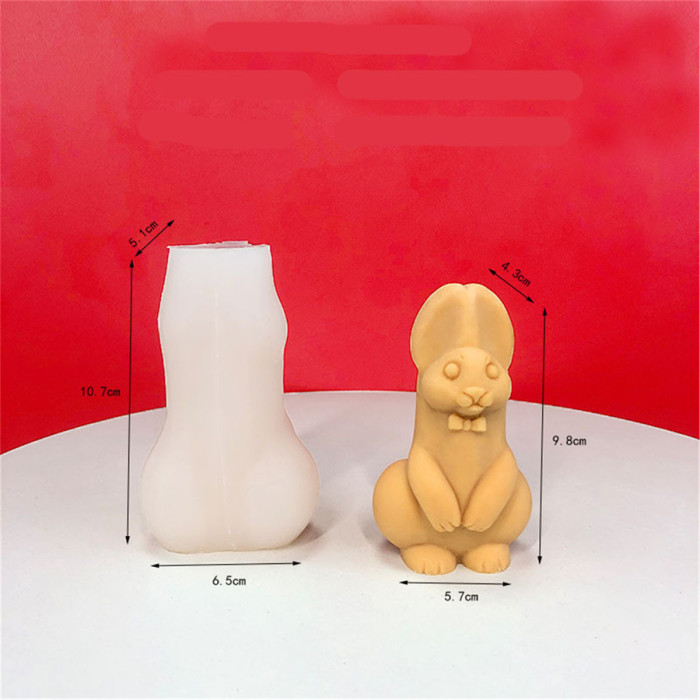 Rabbit Silicone Mold, 3D Easter Bunny Soap Mold, Rabbit-Shape Candle Mould, Animal Rabbits Cake Baking Moulds, Edge Cut Mould for Resin Clay Jelly Ice Pudding Chocolate