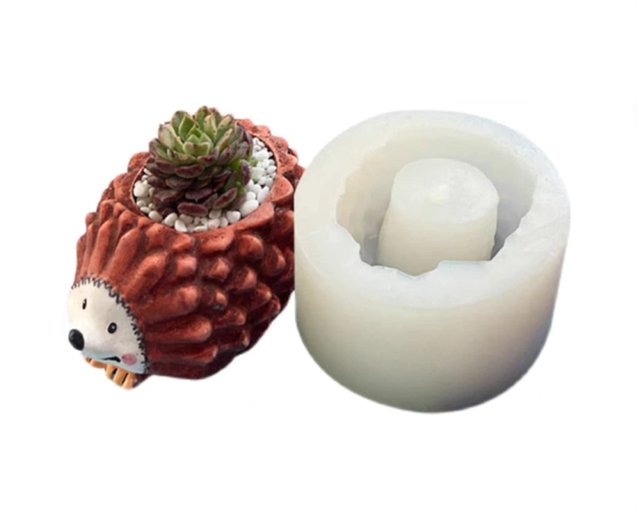Concrete Silicone Flower Pot Mold,3D Hedgehog Succulent Cement Plaster Mould Soap Candle Mold Office Home Desktop Decor