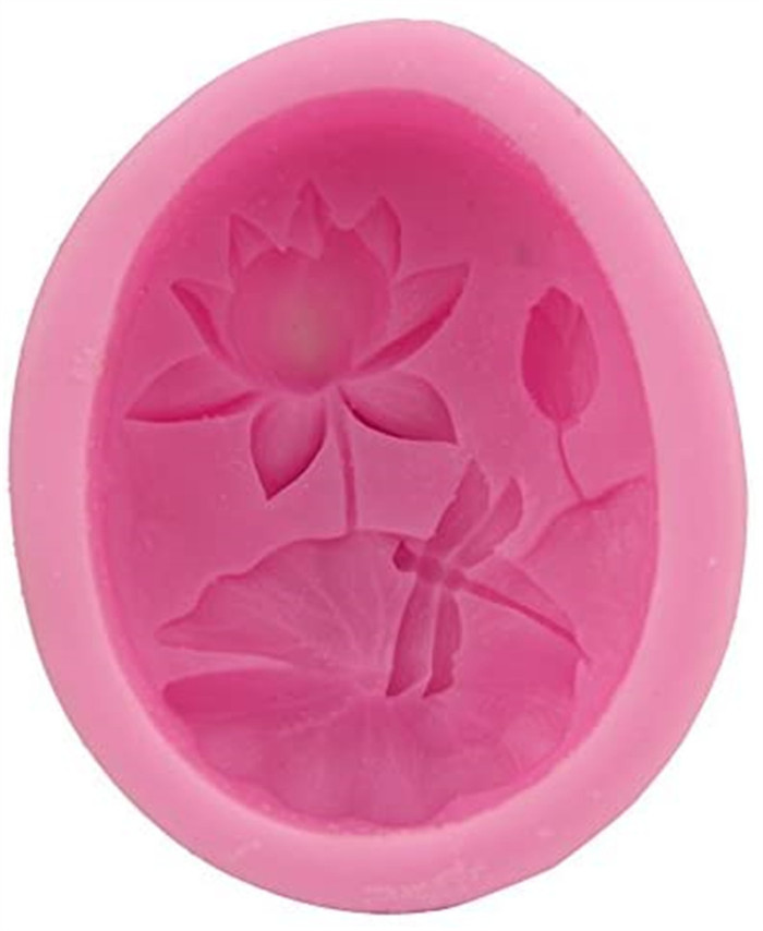 Cute 3D Lotus Pond Leaf Dragonfly Manual Soap Dye Cake Model Baking Silicone Mold Women Baking Square Round Decor