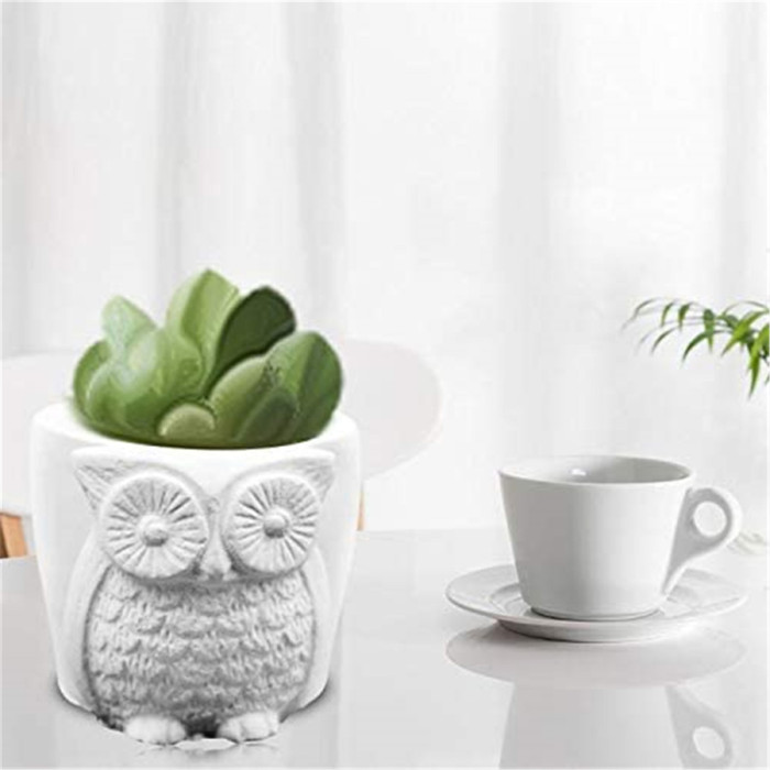 Owl Silicone Concrete Flower Pots Molds,Silicone Planter Molds Succulent Plant Flowerpot Molds Cement Clay Moulds Handmade Home Graden Decor