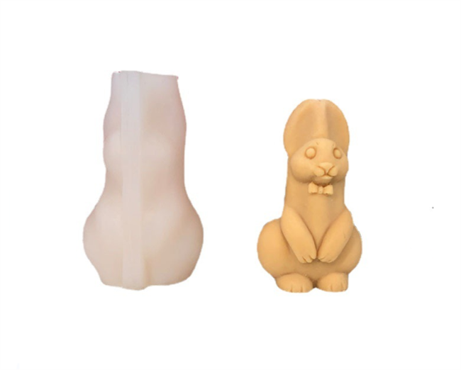 Rabbit Silicone Mold, 3D Easter Bunny Soap Mold, Rabbit-Shape Candle Mould, Animal Rabbits Cake Baking Moulds, Edge Cut Mould for Resin Clay Jelly Ice Pudding Chocolate