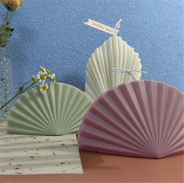 3D fan candle mold silicone DIY aromatherapy mold manual gypsum craft soap making home decoration accessories