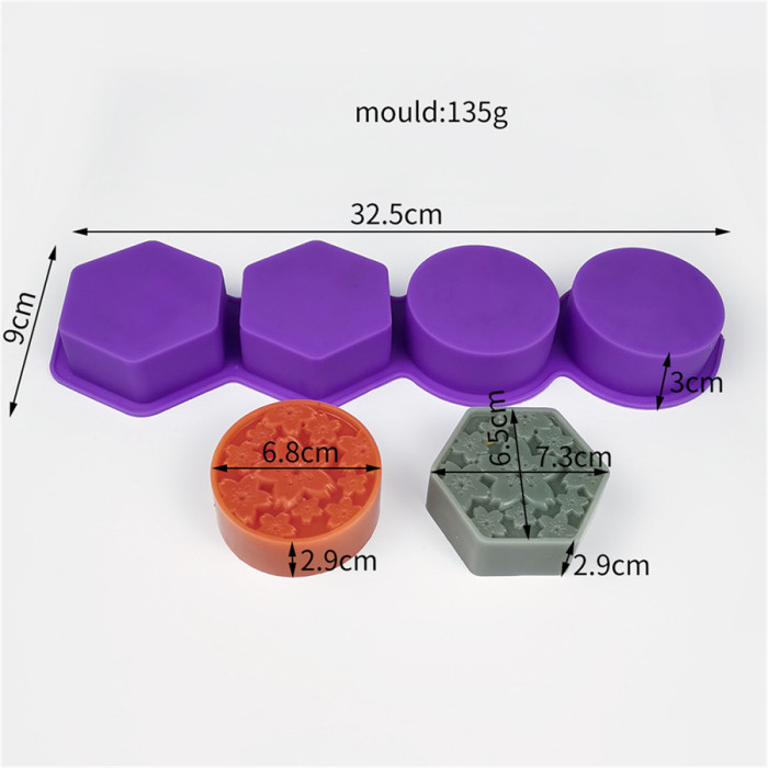 Four hole flower silica gel mold round soap mold hexagonal soap mold manual soap DIY Candle Mold