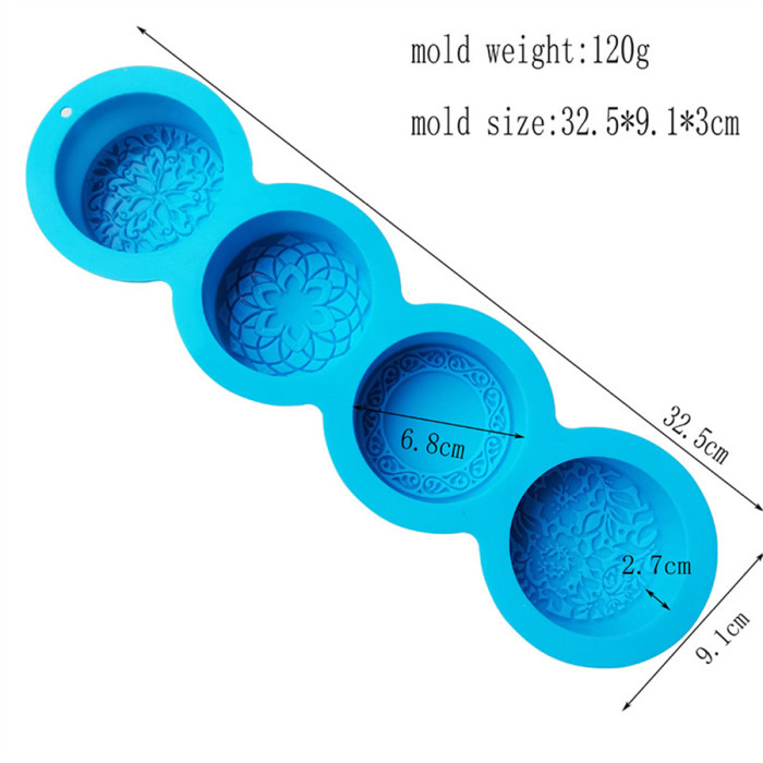 Mixed Flower Round Bath Soap Silicone Mold Cold Process Making Supplies