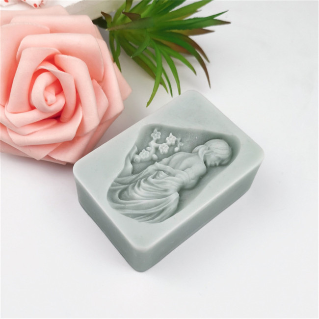 Teenage Maiden with Flowers Craft Art Silicone Mold for Handmade Soap, Bath Bomb, Lotion bar, Chocolate, Jello, Crayon