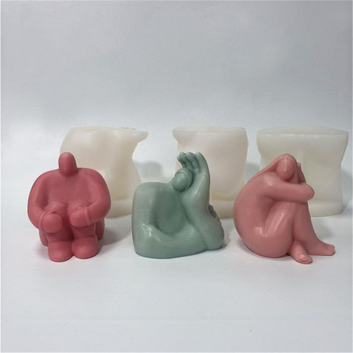 Body Silicone Mould,Candle Moulds,Human Body Shaped Soap Mould DIY Abstract Body Candle Mold Sitting Style