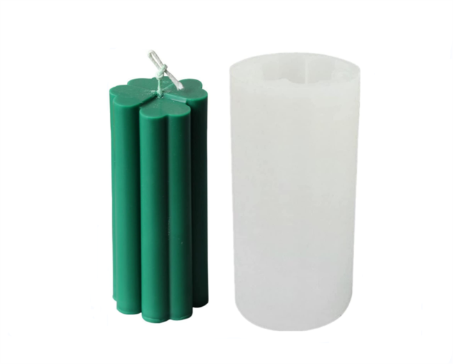 Four Leaf Clover Cylinder Silicone Candle Mold Silicone Soap Mold Fondant Chocolate Cake Candy Mould Epoxy Resin Casting Mold DIY Wax ,Polymer Clay