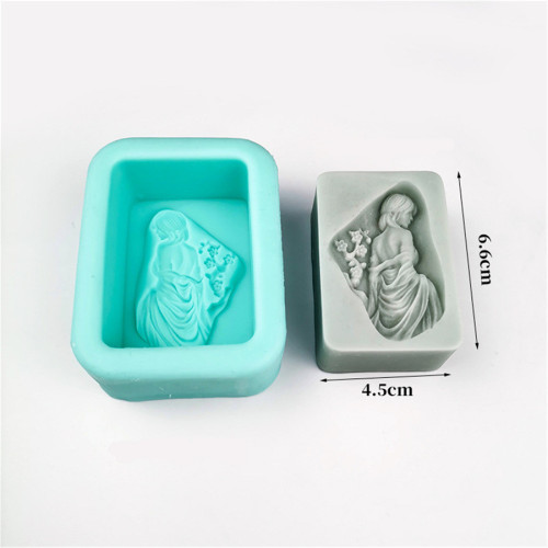 Teenage Maiden with Flowers Craft Art Silicone Mold for Handmade Soap, Bath Bomb, Lotion bar, Chocolate, Jello, Crayon