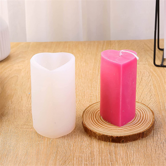Love Cylinder Silicone Candle Mold, Pillar Candle Mould Chocolate Cake Tool for Soap, Crayon, Wax, Plaster,Polymer Clay