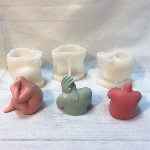 Body Silicone Mould,Candle Moulds,Human Body Shaped Soap Mould DIY Abstract Body Candle Mold Sitting Style