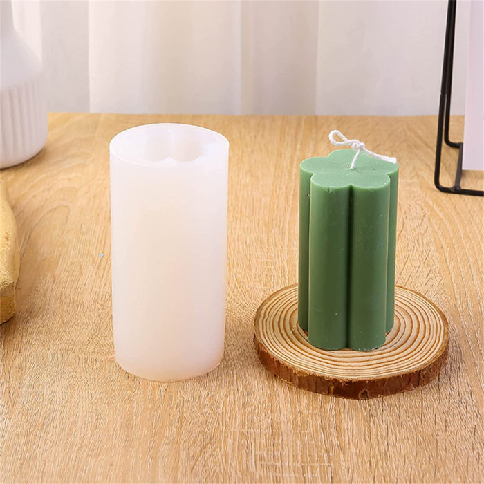 Petal Cylinder Silicone Candle Mold, Pillar Candle Mould for Soap, Fondant, Chocolate, Cake, Bath Bomb, Crayon, Wax, Polymer Cla
