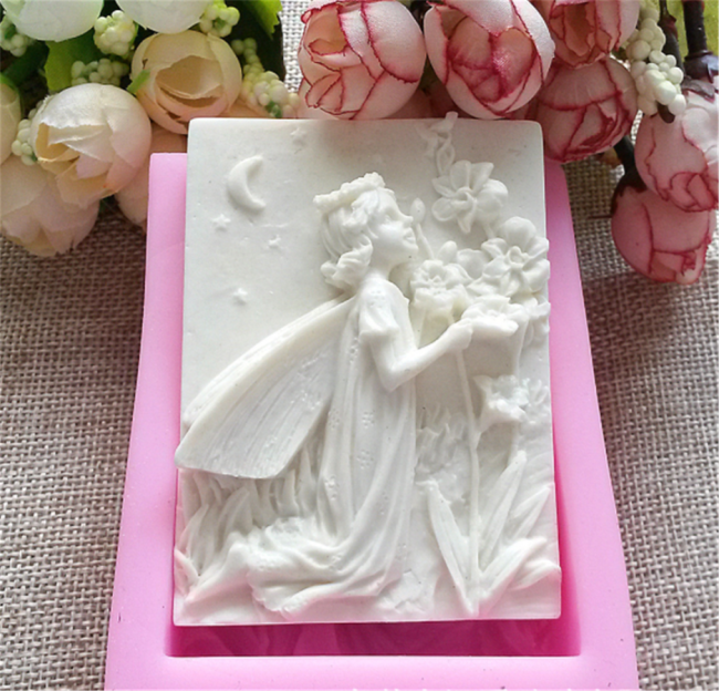 Silicone Soap Molds,3D Angel Girl Silicone Mold Beauty Fairy Butterfly Soap Mold for Handmade Soap DIY Cake Baking Art Craft and Dessert