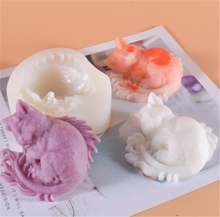 Devil Cat Epoxy Resin Silicone Mold Horned Dragon Kitten Spirit Animal for Polymer Clay, Soap, Candle