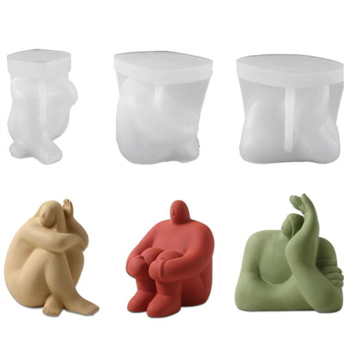 Body Silicone Mould,Candle Moulds,Human Body Shaped Soap Mould DIY Abstract Body Candle Mold Sitting Style