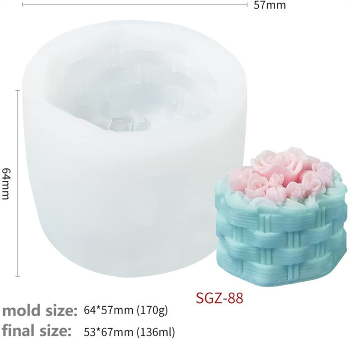 Weave Rose Flower Mold Handmade Rose Soap Mold Peony Silicone Mold for Resin Candle Mold Rose Flower Cake Decoration Mold Weave Rose Flower Mold Round Shape Soap Mold