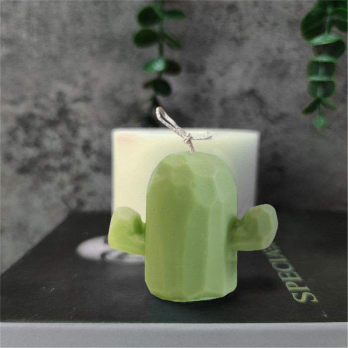 Diamond Cactus Candle Mold, 3D Cactus-Shaped Silicone Molds, Cactus-Shape Handmade Soap Plaster Epoxy Resin Moulds, Cactus Fondant Chocolate Mould, for DIY Ornaments Bath Bomb Clay Decorations