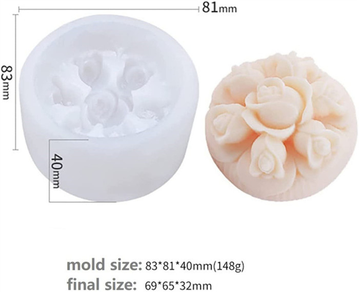 Handmade Flower Soap Mold Rose Soap Mold Peony Silicone Mold for Resin Candle Mold Rose Flower Cake Decoration Mold  Flower Mold Round Shape Soap Mold Flower Resin Mold