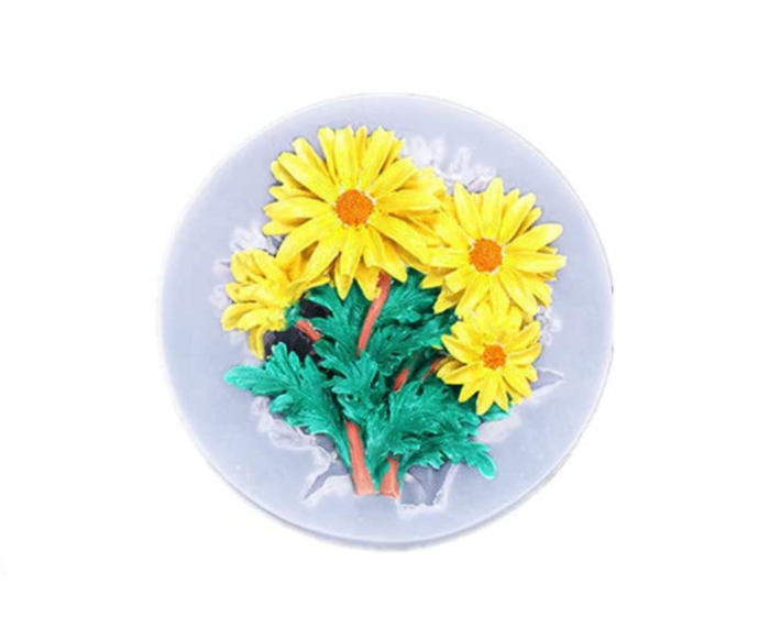 Sunflower Resin Chrysanthemum Silicone Mold Daisy Leaf Mold for Epoxy Resin Casting Mold for Sugarcraft Cake Decoration Making Crafting